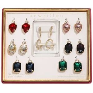 NIB Earring Set with multiple interchangeable color hanging charms by Unwritten